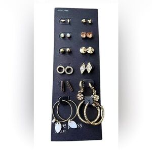 Free Press Set of Earrings, 12 Sets, Golden, Nickel Free, NEW